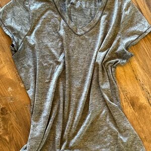 Gray V-Neck Women's Top